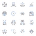Procurement team line icons collection. Purchasing, Acquiring, Sourcing, Buying, Negotiating, Contracting, Suppliers