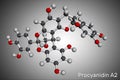 Procyanidin A2, proanthocyanidin A2 molecule. It is natural product, used in urinary tract infection prevention. Molecular model. Royalty Free Stock Photo
