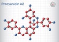 Procyanidin A2, proanthocyanidin A2 molecule. Natural product, used in urinary tract infection prevention. Structural chemical Royalty Free Stock Photo