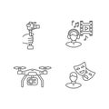 Produce film linear icons set