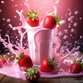 produce a macro photograph of a single droplet of strawberry milk suspended in mid air after a splas Royalty Free Stock Photo