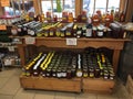 Produce on shelves for sale in a farmer market TX