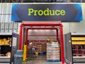 The Produce sign above the refrigerated Produce room at a Sam`s Club warehouse store in Orlando, Florida