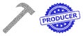 Textured Producer Watermark and Recursive Hammer Tool Icon Mosaic