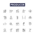 Producer line vector icons and signs. Maker, Creator, Originator, Promotor, Executive, Instigator, Enterpriser