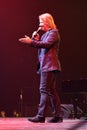 Producer Viktor Drobysh talking to the microphone on stage during the Viktor Drobysh 50th year birthday concert at Barclay Center