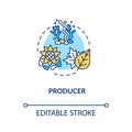 Producers concept icon. Biological food chain energy producing organisms. Land and marine plants. Autotrophs idea thin