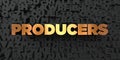 Producers - Gold text on black background - 3D rendered royalty free stock picture