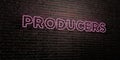 PRODUCERS -Realistic Neon Sign on Brick Wall background - 3D rendered royalty free stock image
