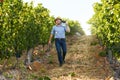 Producing the best requires a bit of hard work. Portrait of a farmer holding a bunch of grapes in a vineyard. Royalty Free Stock Photo