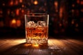 Product commercial image of whiskey drink in transparent glass