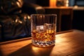 Product commercial image of whiskey drink in transparent glass