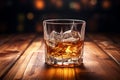 Product commercial image of whiskey drink in transparent glass