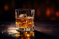 Product commercial image of whiskey drink in transparent glass