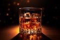 Product commercial image of whiskey drink in transparent glass