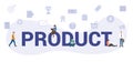 Product concept with modern big text or word and people with icon related modern flat style Royalty Free Stock Photo