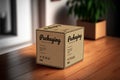 Product cubic box mockup - Realistic brown carton package with copy space
