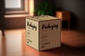 Product cubic box mockup - Realistic brown carton package with copy space