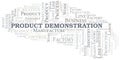 Product Demonstration word cloud create with text only. Royalty Free Stock Photo