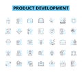 Product development linear icons set. Innovation, Prototyping, Testing, Iteration, Design, User-centric, Agile line