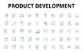 Product development linear icons set. Innovation, Prototyping, Testing, Iteration, Design, User-centric, Agile vector