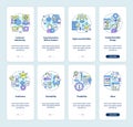 Product development onboarding mobile app page screens set Royalty Free Stock Photo