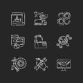 Product development process chalk white icons set on black background Royalty Free Stock Photo