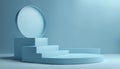 Product display podium with blue abstract background. 3D rendering Royalty Free Stock Photo