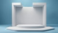 Product display podium with blue abstract background. 3D rendering Royalty Free Stock Photo