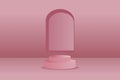 Product display podium. Pink cylinder pedestal podium. Vector illustration