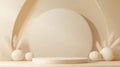 Product display stand with Generative Ai. Podium nature beige abstract background