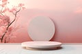Product display stand japanese style. Minimalist round platforms with shadow for product presentation. Cosmetic for Beauty product