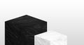 Product display stand made from black and white glossy marble in two step with copy space for display of content design or replace Royalty Free Stock Photo
