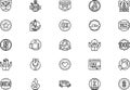 Product features icons collection is a vector illustration with editable stroke. Royalty Free Stock Photo