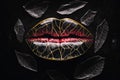 product image abstract lips made of red stone and black marble