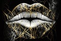 product image abstract lips made of white and black marble