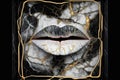 product image abstract lips made of white and black marble
