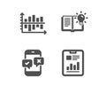 Product knowledge, Diagram chart and Phone survey icons. Report document sign. Vector