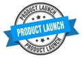 product launch label sign. round stamp. band. ribbon Royalty Free Stock Photo
