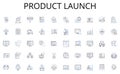 Product launch line icons collection. Merchant, Storekeeper, Retailer, Salesperson, Distributor, Seller, Businessperson