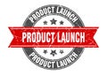 product launch round stamp with ribbon. label sign Royalty Free Stock Photo