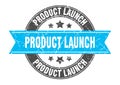 product launch round stamp with ribbon. label sign Royalty Free Stock Photo