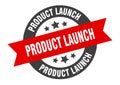 product launch sign. round ribbon sticker. isolated tag Royalty Free Stock Photo