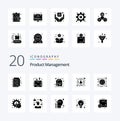 20 Product Management Solid Glyph icon Pack like customer audience package campaign marketing