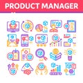 Product Manager Work Collection Icons Set Vector