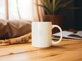 Product mock up background with blank white coffee mug Royalty Free Stock Photo