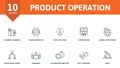 Product Operation icon set. Contains editable icons production management theme such as roadmap planning, focus on yser