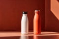 Product packaging mockup photo of Reusable bottle, studio advertising photoshoot