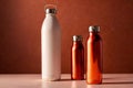 Product packaging mockup photo of Reusable bottle, studio advertising photoshoot