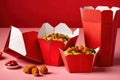 Product packaging mockup photo of Takeaway Chinese food paper bo, studio advertising photoshoot